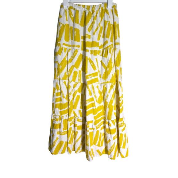 House Of Harlow 1960 Skirt Womens Size Small Yellow Linen Maxi Tiered Boho Chic - Picture 1 of 7